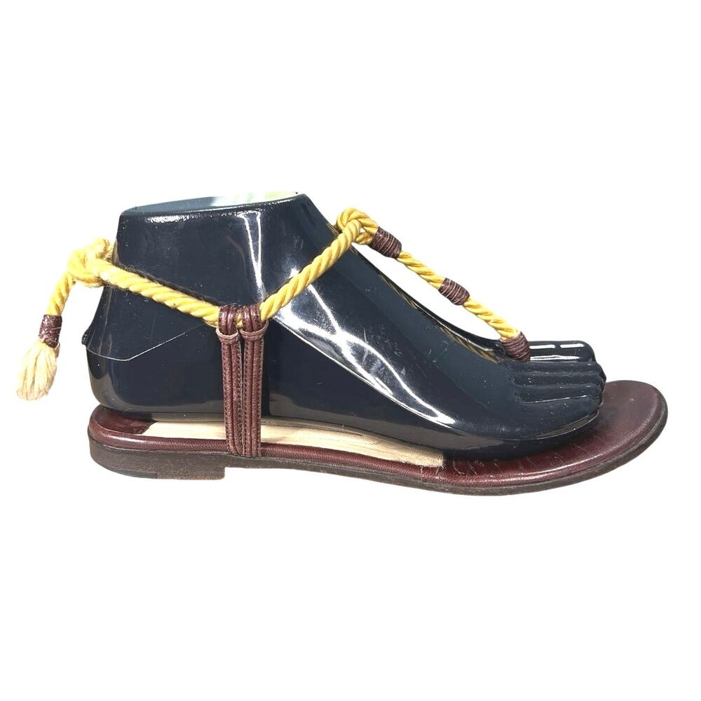 Vintage Jimmy Choo Brown Cream Tie Back Sandal Size 36.5 US 6.5